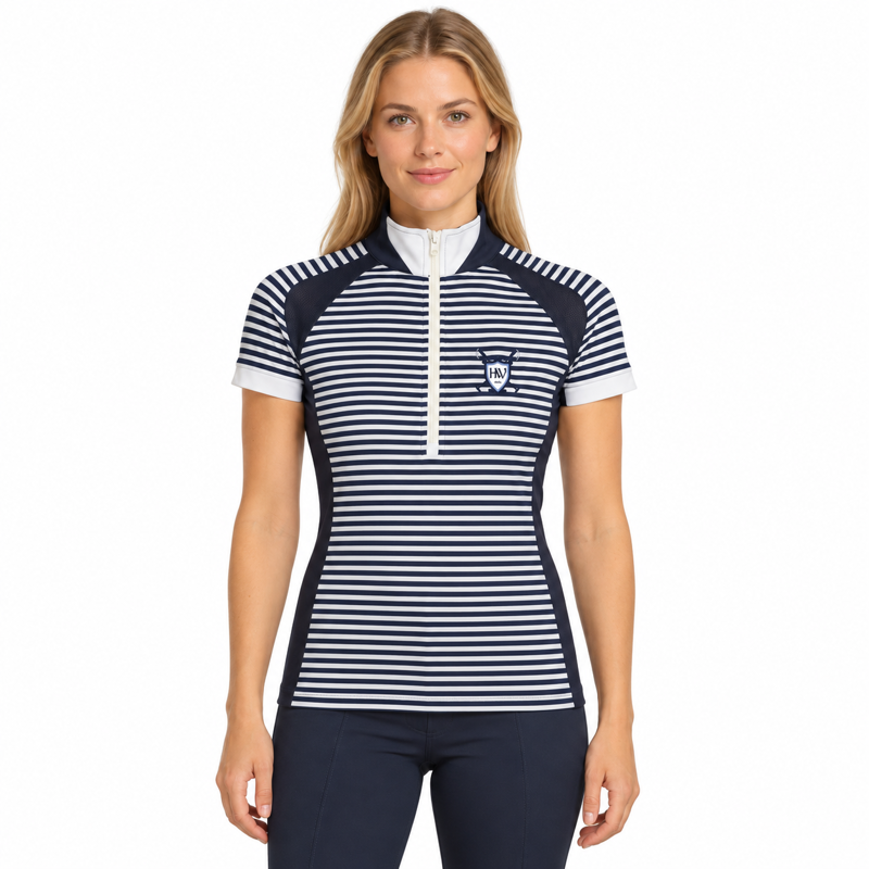 Horseware Eda Technical Polo Shirt - Navy Pinstripe