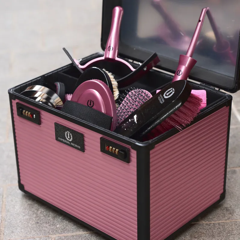 Imperial Riding Shiny Grooming Box - Dark Mauve-3