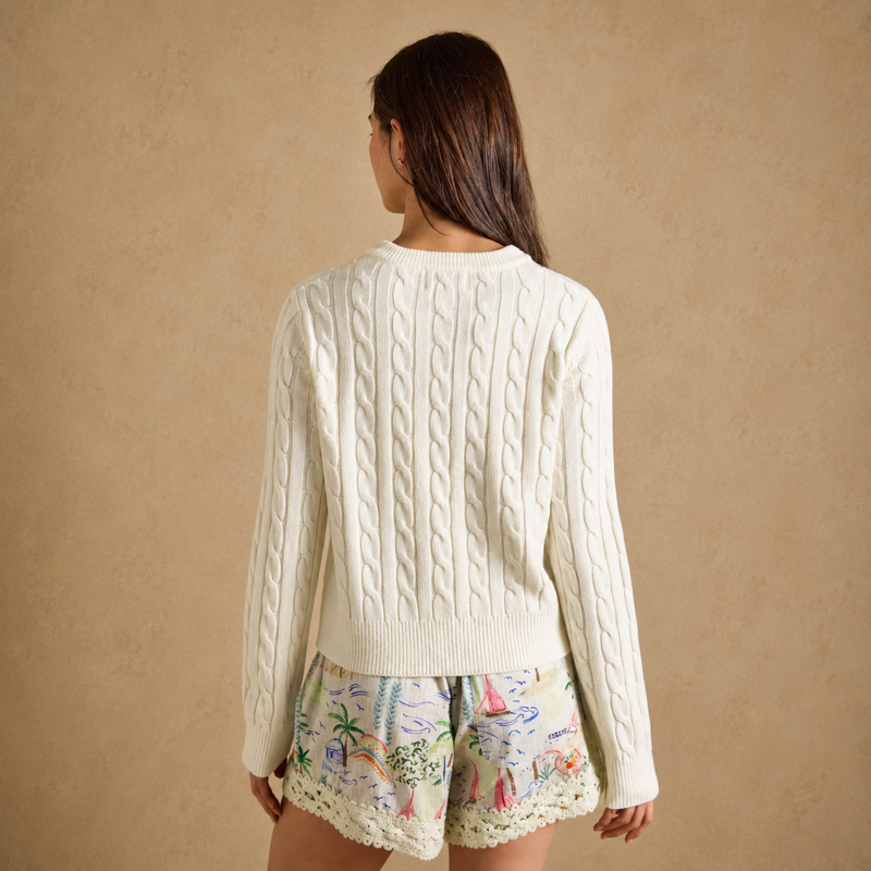 Joules Ladies Cable Cardigan - Cream-1