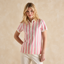 Joules Ladies Beaufort Polo Shirt - Pink Stripe