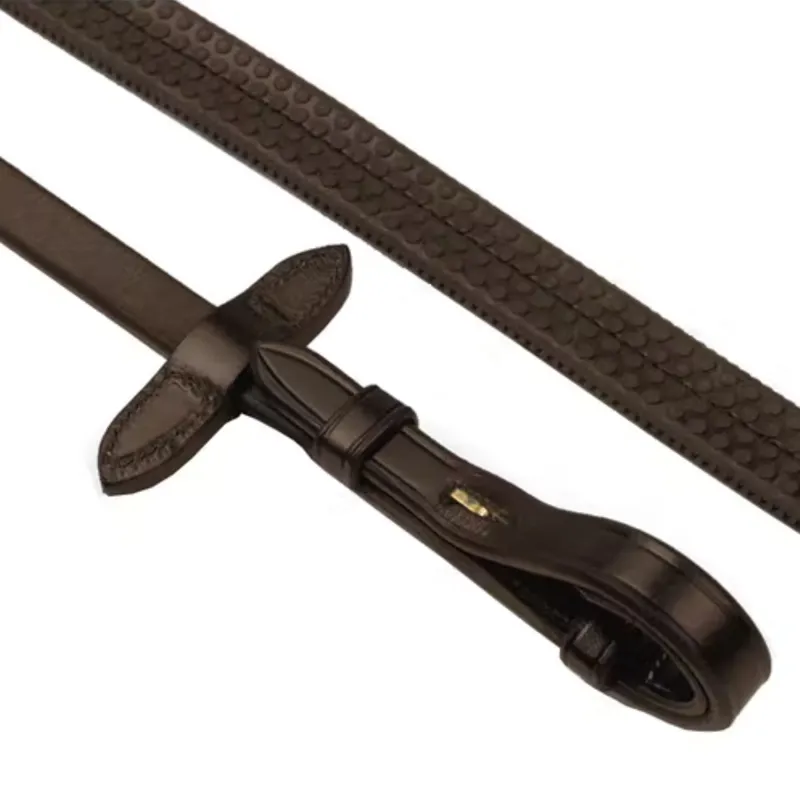 John Whitaker Rubber Reins With Leather Non Slip Taquets - Havana