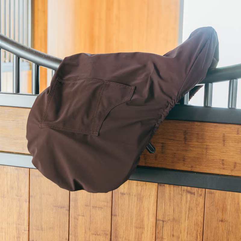 Kentucky Show Jumping Saddle Cover with Logo Plate - Brown-1