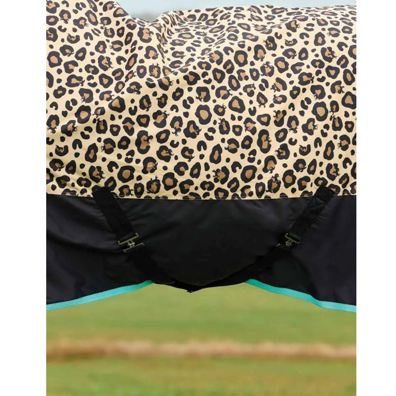 Saxon Defiant 600D Combo Neck Medium Turnout Rug - Leopard Print-3