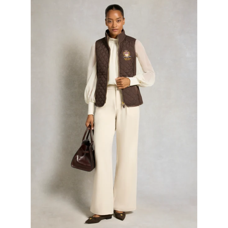 Holland Cooper Boughton Diamond Quilt Gilet - Walnut-3