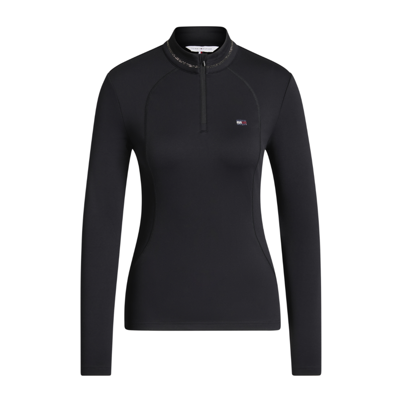 Tommy Hilfiger Cady Women's 1/4 Zip Rhinestone Training Top - Black-3