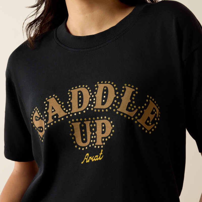 Ariat Women's Saddle Boyfriend T-Shirt - Pigment Black-3