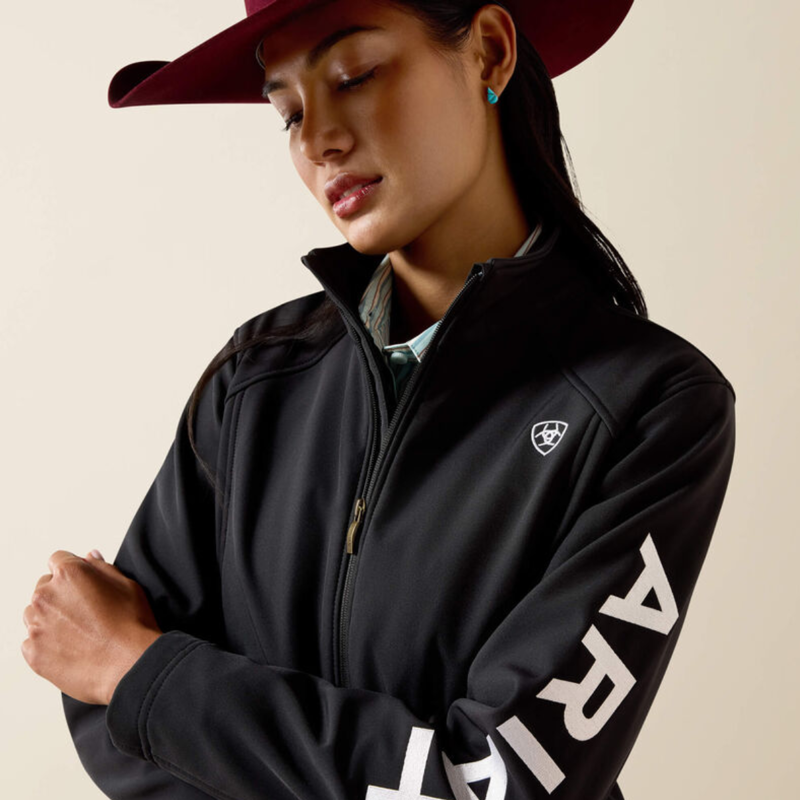 Ariat Women's Logo Softshell Jacket - Black/White-3