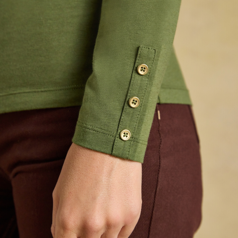 Joules Ladies Amy Jersey Top - Khaki Green-3