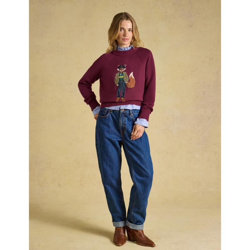 Joules Ladies Jonty Knit Jumper - Burgundy Red-6