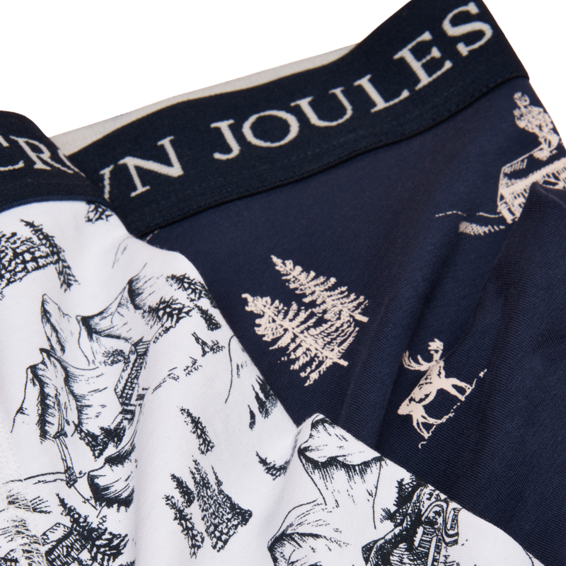 Joules Men's Crown Joules 2 Pack Boxers - Cream/Navy-3