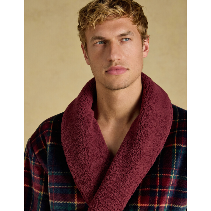 Joules Men's Montague Dressing Gown - Burgundy Red-3