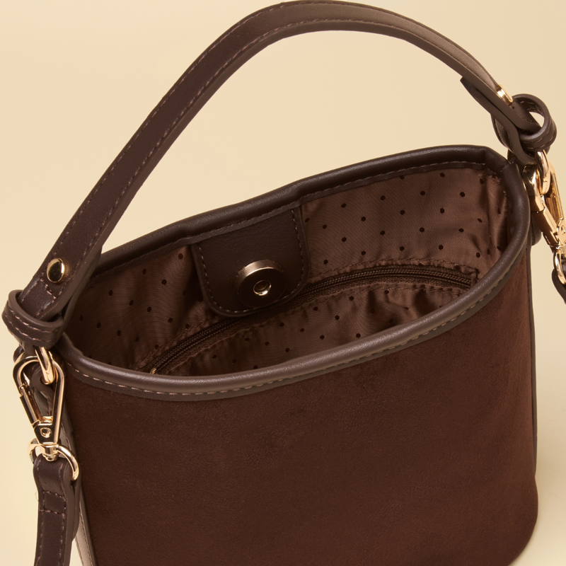 Joules Bucket Bag - Chocolate Suede-3