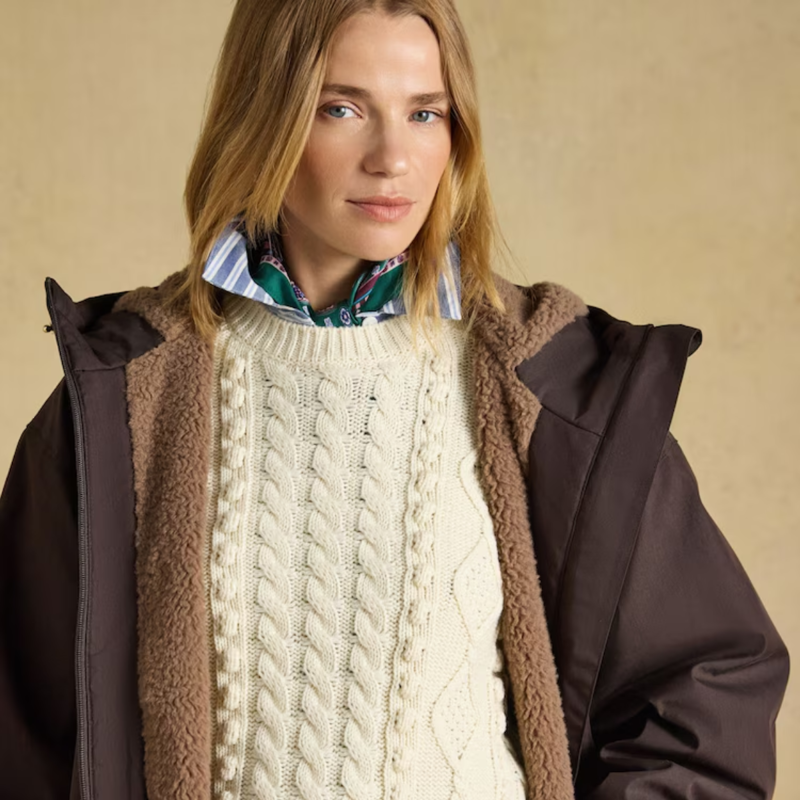 Joules Ladies Coverall Coat - Chocolate Brown-3