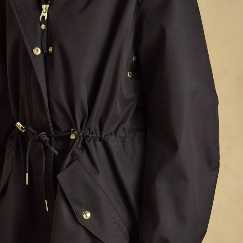 Joules Ladies Stormwell Hooded Waterproof Raincoat - Black-3