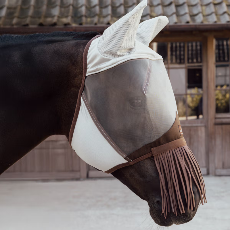 Kentucky Classic Fly Mask with Ears and Nose Tassels - Silver