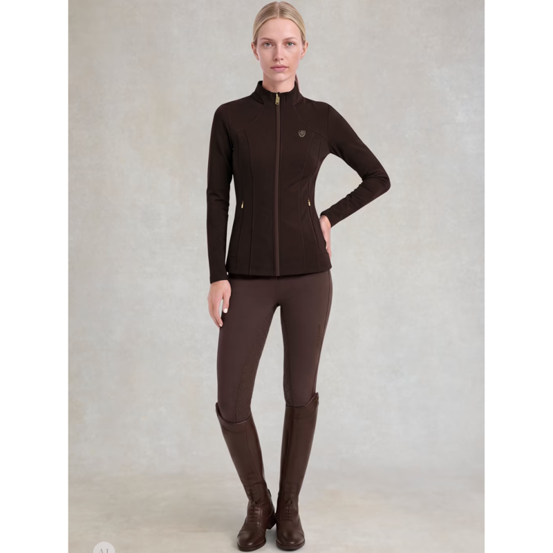 Holland Cooper Chiltern Zip Training Top - Chocolate-1