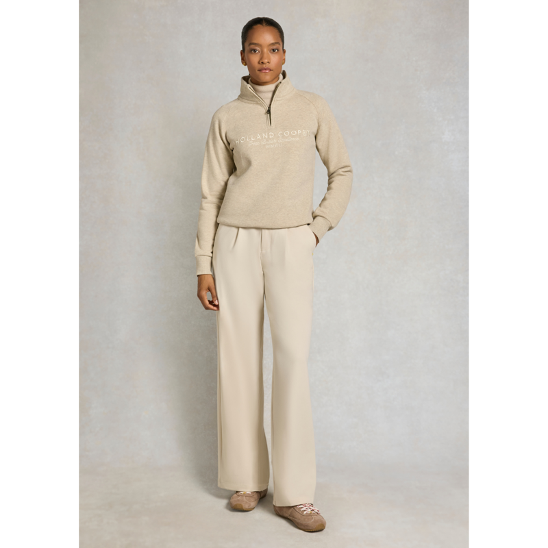 Holland Cooper Sporting Goods Zip Henley - Oatmeal Marl-4
