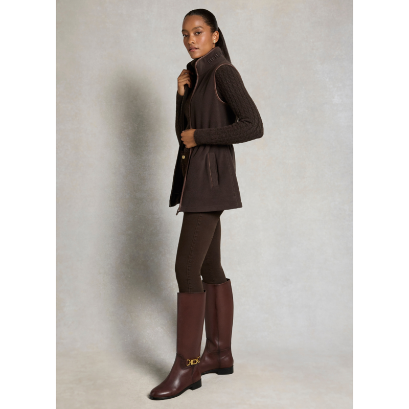 Holland Cooper Country Longline Fleece Gilet - Chocolate-4