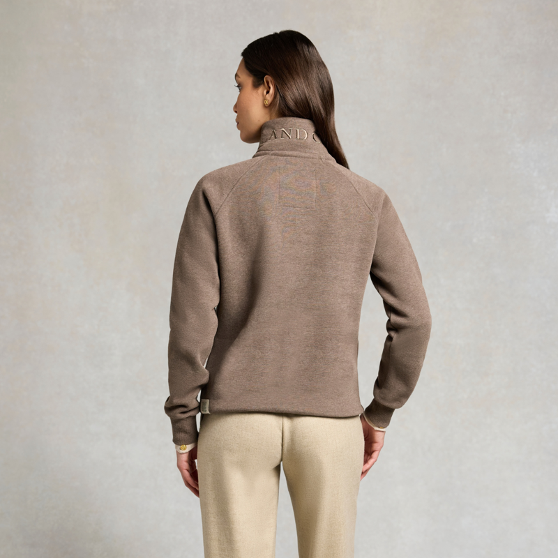 Holland Cooper Sporting Goods Zip Henley - Chocolate Marl-1