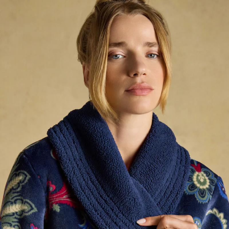 Joules Ladies Matilda Dressing Gown - Navy Floral-3