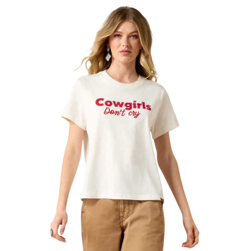 Ariat Women's Cowgirls Don't Cry T-Shirt - Coconut Milk-1