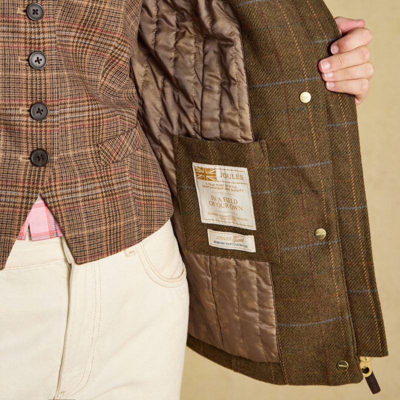 Joules Ladies Classic Fieldcoat - Brown Check-7