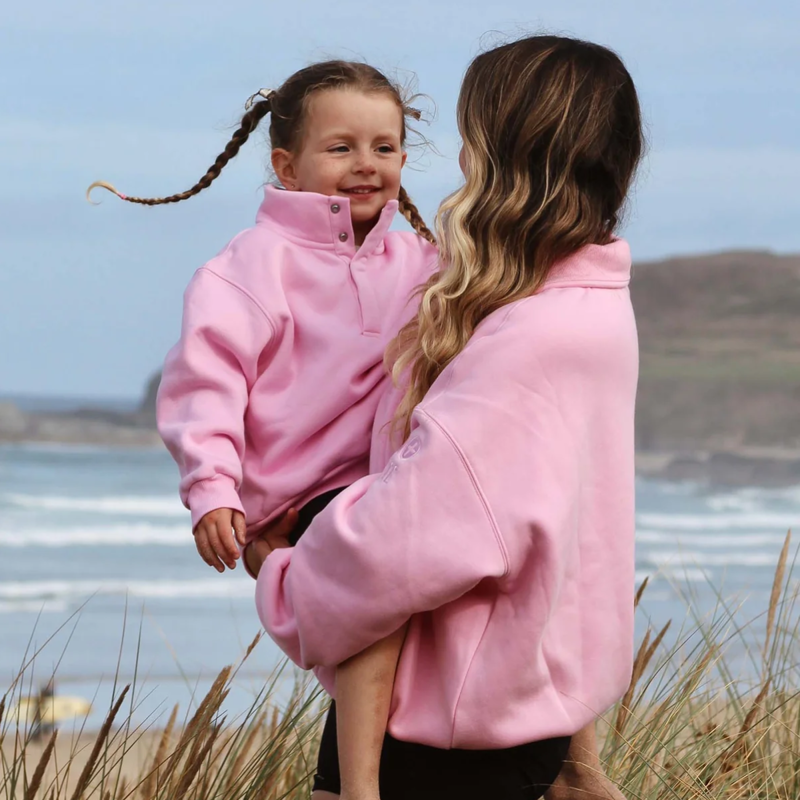 Gym + Coffee Kids Snap Collar Sierra Sweatshirt - Pink Blossom-2