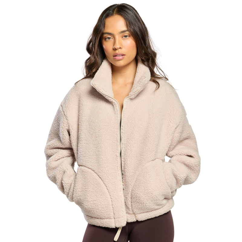 Gym + Coffee Women's Industry Fleece High Collar Jacket - Natural-6