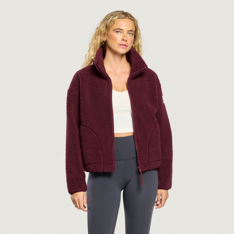 Gym + Coffee Women's Industry Fleece High Collar Jacket - Cherry Crush-6