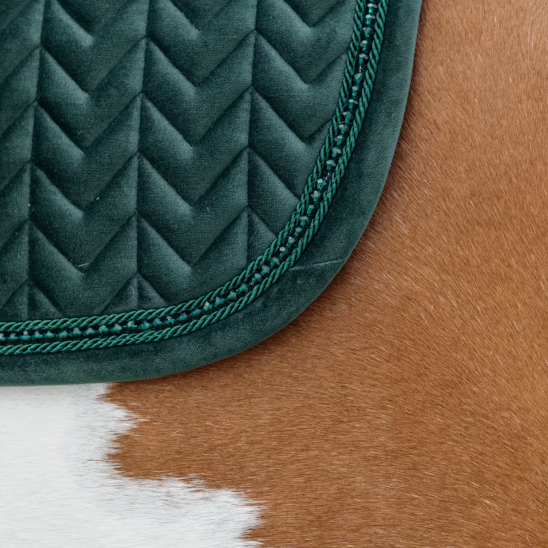 Kentucky Velvet Pearls Jumping Saddlepad - Pine Green-2