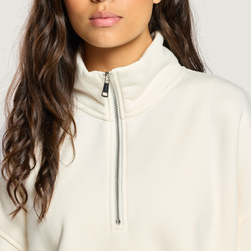 Gym + Coffee Women's Sierra Half Zip Sweatshirt - Warm White-5