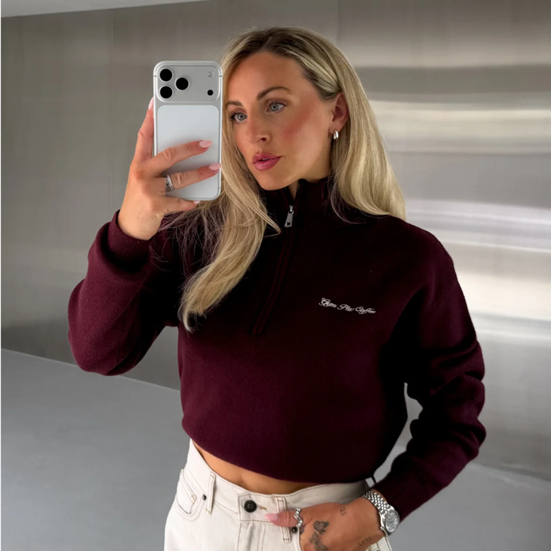 Gym + Coffee Women's Knit Half Zip - Fig-3