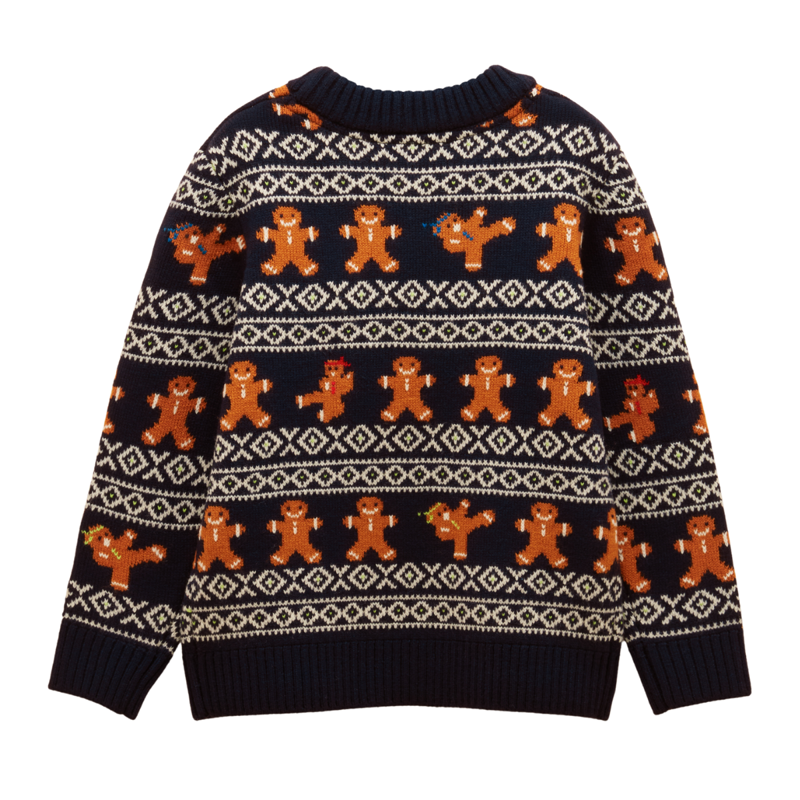 Joules Boys' Ninja Bread Crew Knitted Jumper - Navy-1