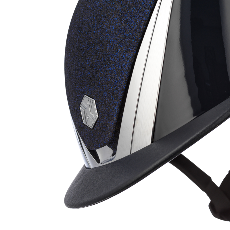 Charles Owen Hyda Sparkly Riding Hat with MIPS - Navy Gloss/Chrome-4