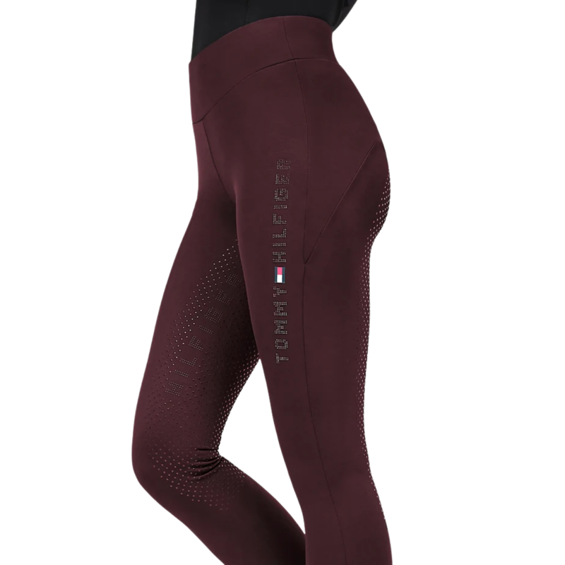 Tommy Hilfiger Capsule Collection Women's Elmira Winter Rhinestone Full Grip Leggings - Deep Burgundy-1