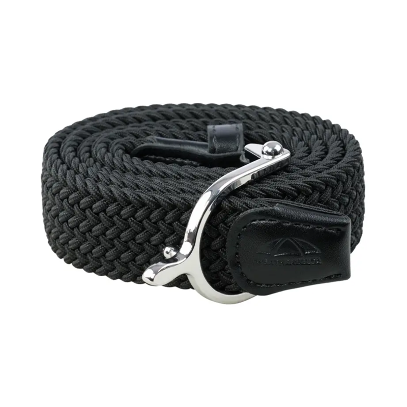 WeatherBeeta Elasticated Braided Riding Belt - Black/Silver-3