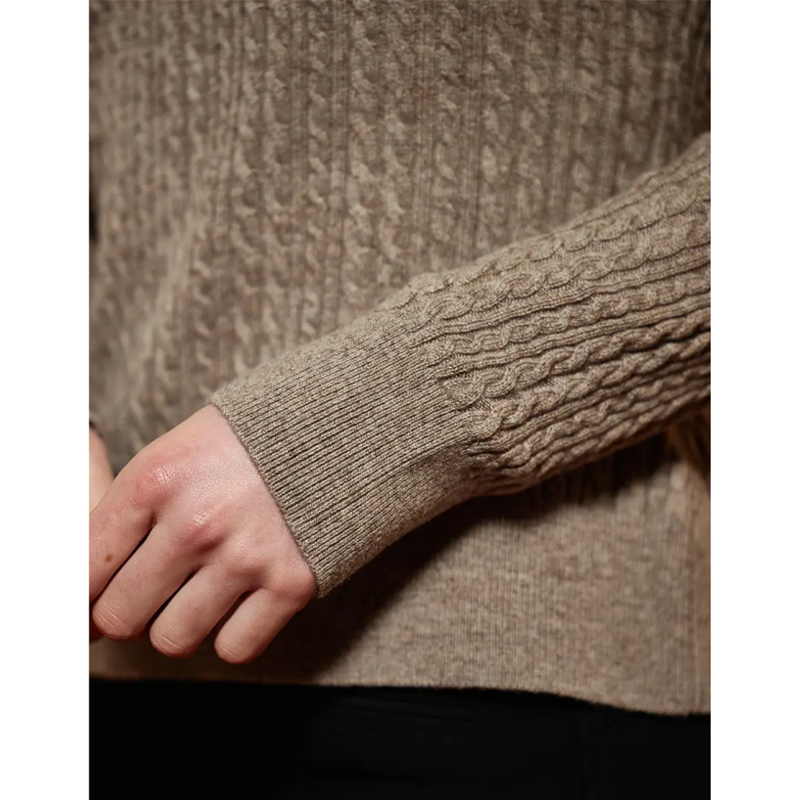 WeatherBeeta Cable V-Neck Pullover - Taupe Marle-4