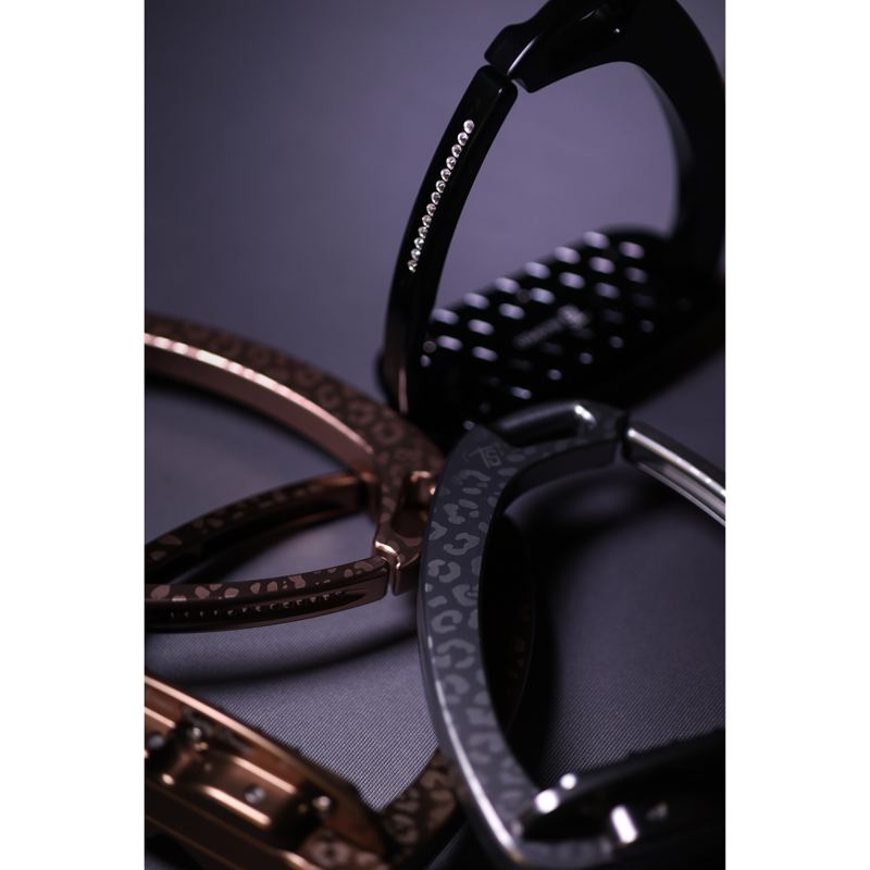 Tech Stirrups Venice Sloped Evo Swarovski Safety Stirrups Untamed Collection Leopard Stirrups - Black/Crystal-6