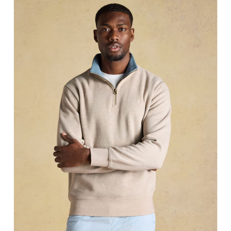 Joules Men's Alistair Quarter Zip Sweatshirt - Oatmeal-3