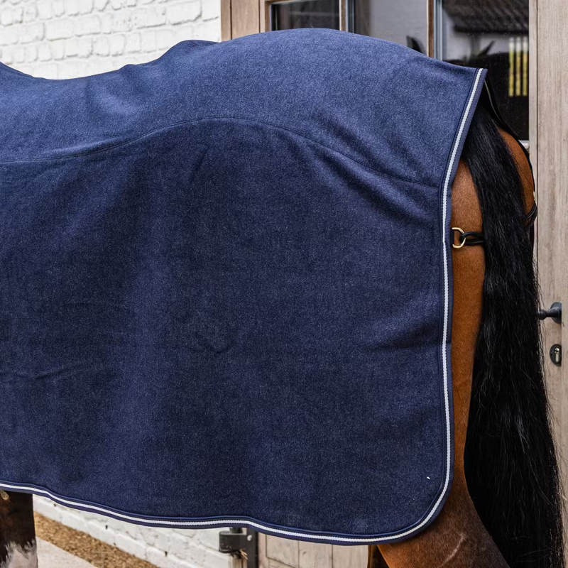 Kentucky Heavy Melange Fleece Rug - Navy-3