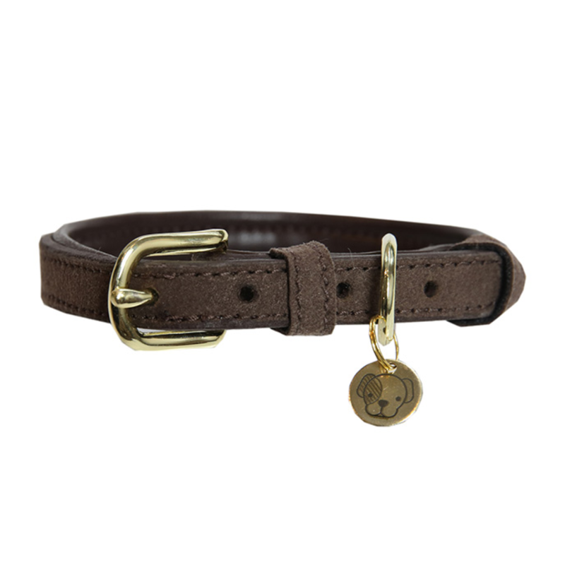 Kentucky Velvet Leather Dog Collar - Brown