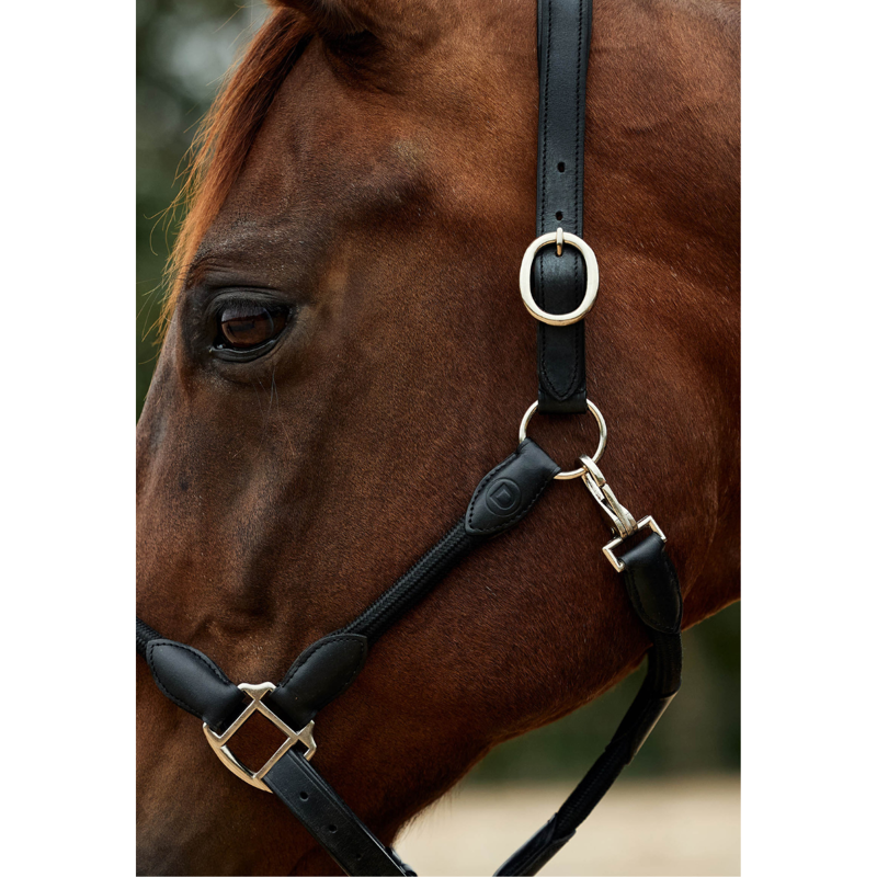 Dublin Leather Rope Headcollar - Black/Black-1