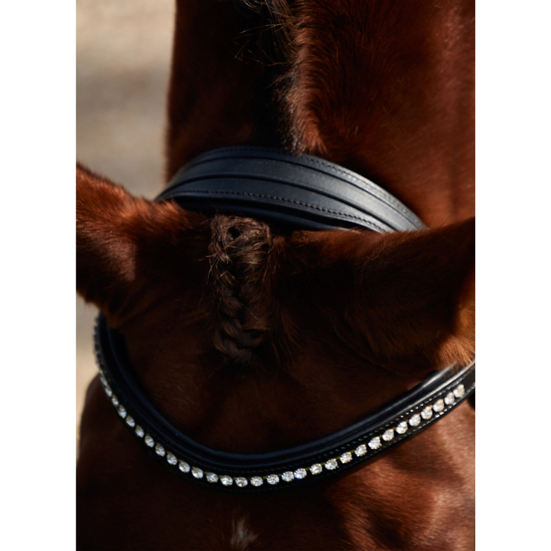 Dublin Padded Comfort Crown Patent Flash Bridle - Black-3