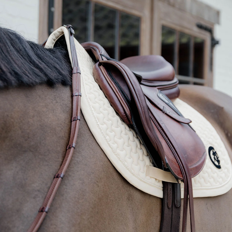 Kentucky Plaited 3D Logo Dressage Saddlepad Full - Beige-1