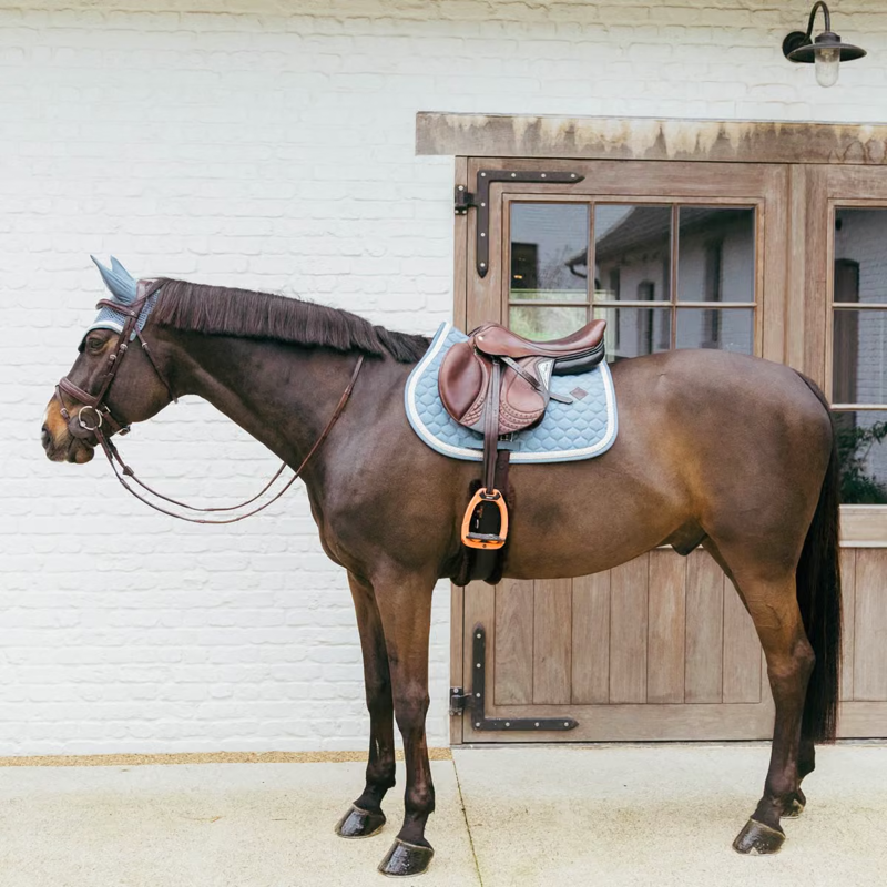 Kentucky Show Jumping Saddlepad with Plaited Cord Full - Light Blue-3