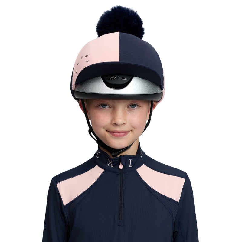 LeMieux Harlequin Hat Silk - Navy/Petal-3