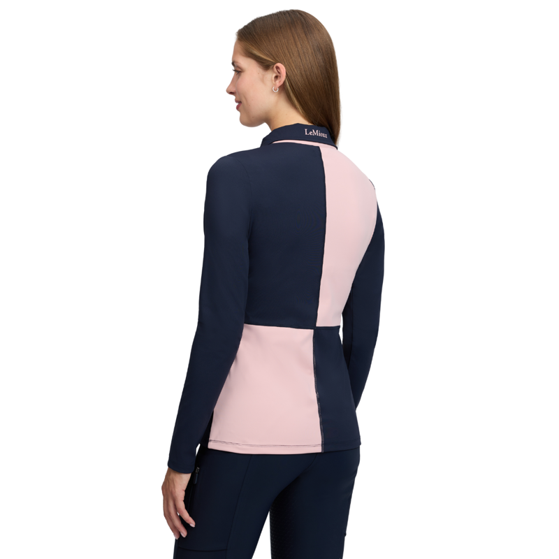 LeMieux Harlequin Rugby Shirt Base Layer - Petal/Navy-3