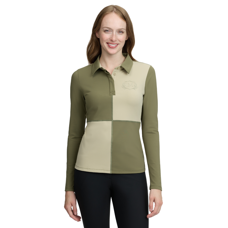 LeMieux Harlequin Rugby Shirt Base Layer - Willow/Pear-3