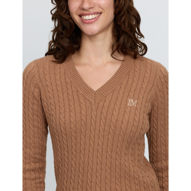 LeMieux Cora Cable V-Neck Knit Jumper - Caramel-3