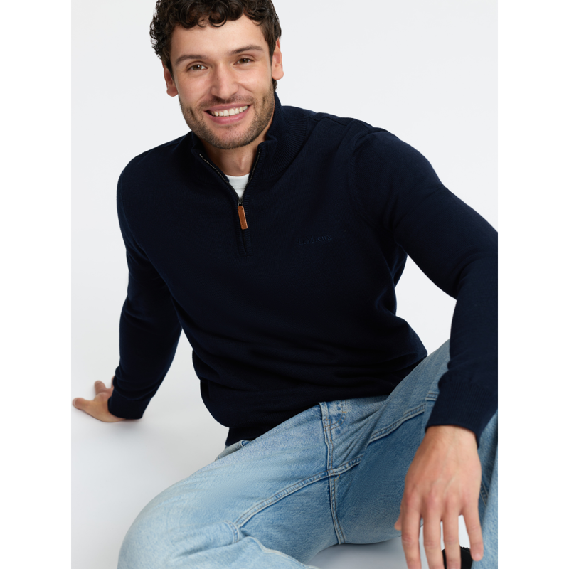 LeMieux Men's Quarter Zip Knit - Navy-2